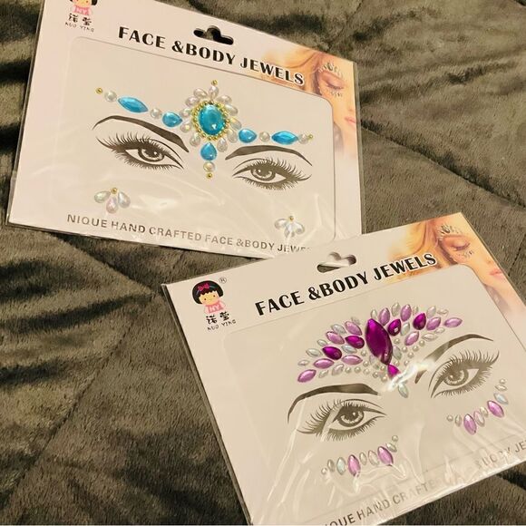Gemstone Face & Body Jewels. TWO packs - Picture 1 of 4